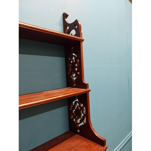 400 - Mahogany wall mounted book shelf with three drawers in frieze in the Chippendale style. {92 cm H x 8... 