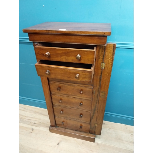 407 - 19th C. walnut Wellington chest with seven graduated drawers. {116 cm H x 55 cm W x 36 cm D}.