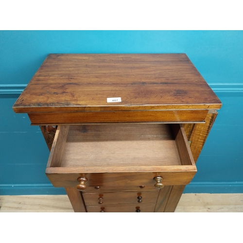 407 - 19th C. walnut Wellington chest with seven graduated drawers. {116 cm H x 55 cm W x 36 cm D}.