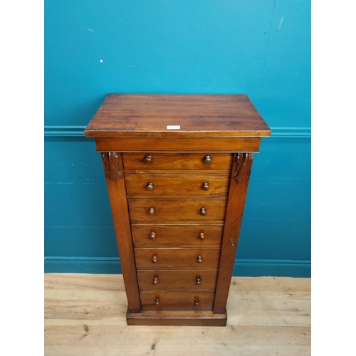 407 - 19th C. walnut Wellington chest with seven graduated drawers. {116 cm H x 55 cm W x 36 cm D}.