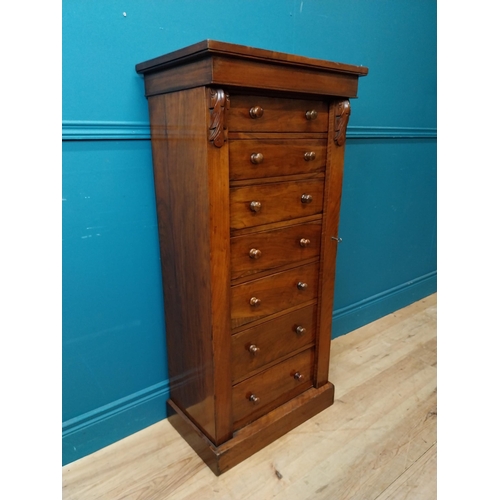 407 - 19th C. walnut Wellington chest with seven graduated drawers. {116 cm H x 55 cm W x 36 cm D}.