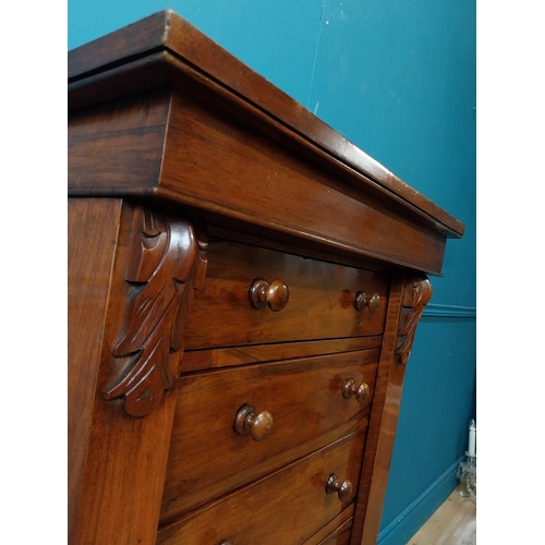 407 - 19th C. walnut Wellington chest with seven graduated drawers. {116 cm H x 55 cm W x 36 cm D}.