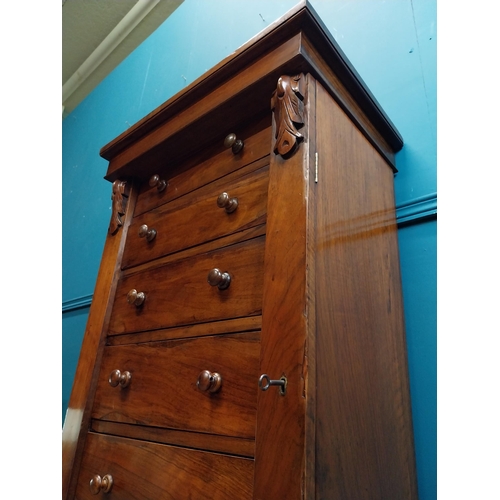 407 - 19th C. walnut Wellington chest with seven graduated drawers. {116 cm H x 55 cm W x 36 cm D}.