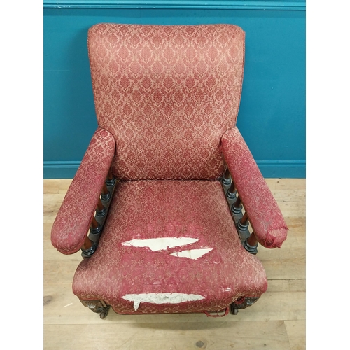 410 - 19th C. mahogany and upholstered Library armchair. {92 cm H x 75 cm W x 88 cm D}.