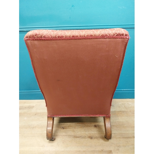 410 - 19th C. mahogany and upholstered Library armchair. {92 cm H x 75 cm W x 88 cm D}.