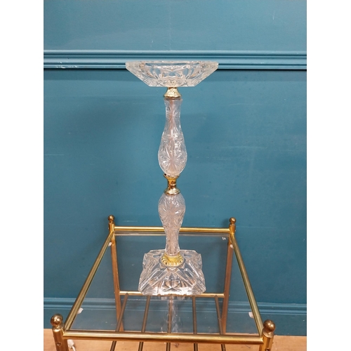 413 - Brass and glass ashtray. {50 cm H x 16 cm W x 16 cm D}.