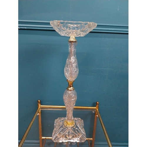 413 - Brass and glass ashtray. {50 cm H x 16 cm W x 16 cm D}.