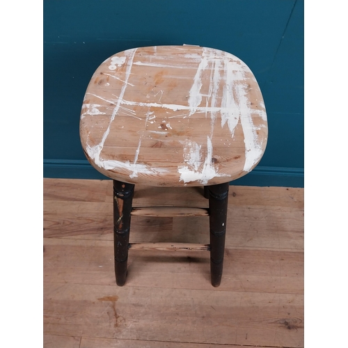 429 - Painted pine stool. {79 cm H x 41 cm W x 41 cm D}.