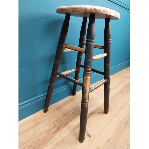 429 - Painted pine stool. {79 cm H x 41 cm W x 41 cm D}.