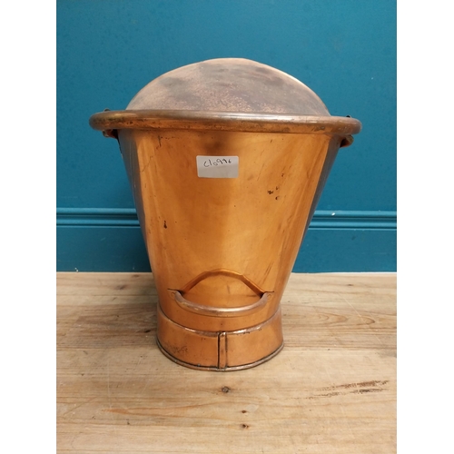 436 - Early 20th C. copper coal scuttle. {40 cm H x 34 cm W x 40 cm D}.