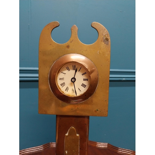 451 - 20th C. Arts and Crafts brass and copper battery operated model of Grandfather clock. {26 cm H x 12 ... 