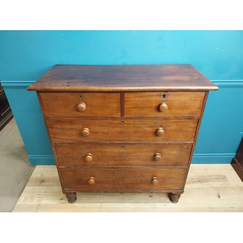 452 - 19th C. mahogany chest of drawers with two short drawers over three long graduated drawers on turned... 