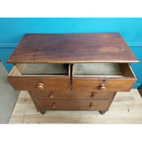 452 - 19th C. mahogany chest of drawers with two short drawers over three long graduated drawers on turned... 