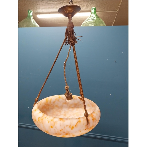 465 - Early 20th C. end of day glass hanging shade. {60 cm H x 34 cm Dia.}.