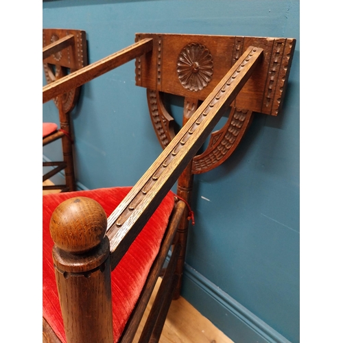 468 - Pair of 19th C. carved oak chairs in the Gothic style. {84 cm H x 56 cm W x 49 m W}.