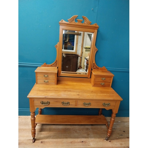 475 - Edwardian mahogany dressing table with mirror. {178 cm H x120 cm W x 56 cm D}.