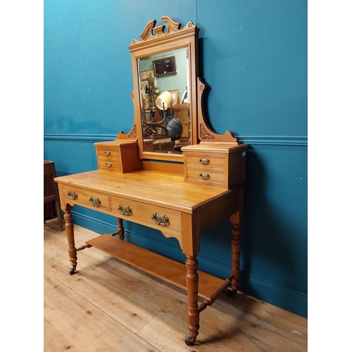 475 - Edwardian mahogany dressing table with mirror. {178 cm H x120 cm W x 56 cm D}.