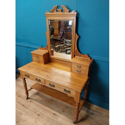 475 - Edwardian mahogany dressing table with mirror. {178 cm H x120 cm W x 56 cm D}.