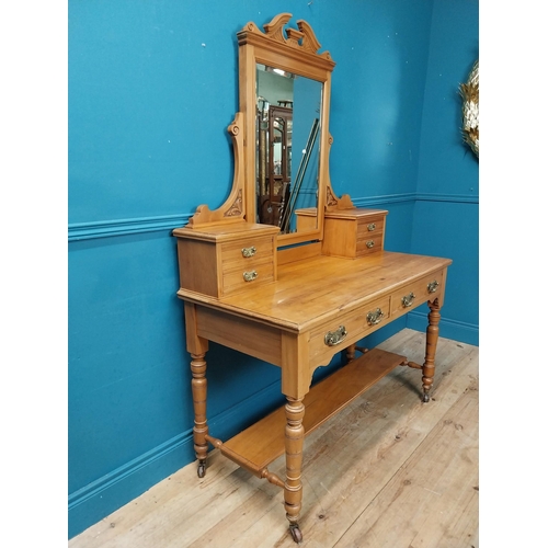 475 - Edwardian mahogany dressing table with mirror. {178 cm H x120 cm W x 56 cm D}.