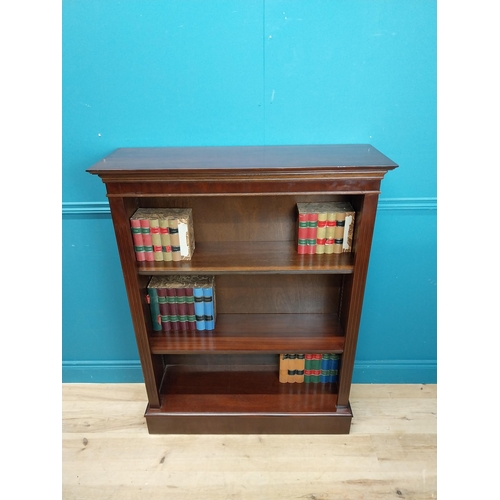 48 - Georgian style mahogany open bookcase. {123 cm H x 95 cm W x 31 cm D}.