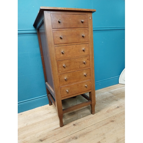 485 - Edwardian mahogany office cabinet with six drawers on square legs. {108 cm H x 50 cm W x 58 cm D}.