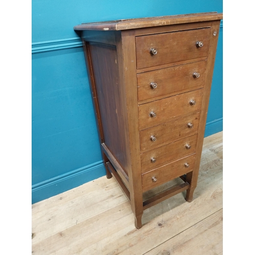 485 - Edwardian mahogany office cabinet with six drawers on square legs. {108 cm H x 50 cm W x 58 cm D}.