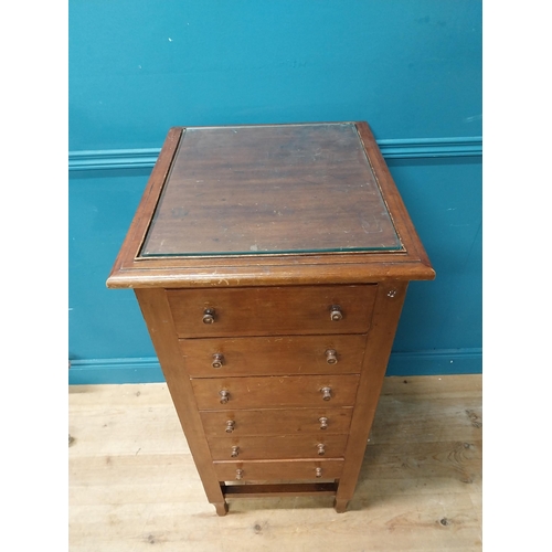 485 - Edwardian mahogany office cabinet with six drawers on square legs. {108 cm H x 50 cm W x 58 cm D}.