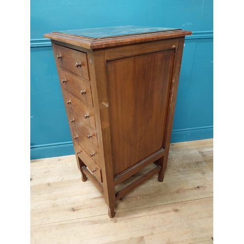 485 - Edwardian mahogany office cabinet with six drawers on square legs. {108 cm H x 50 cm W x 58 cm D}.