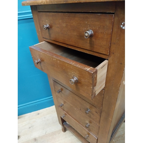 485 - Edwardian mahogany office cabinet with six drawers on square legs. {108 cm H x 50 cm W x 58 cm D}.