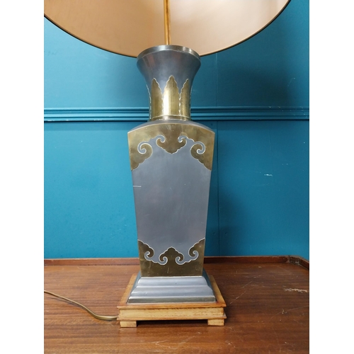 493 - Oriental pewter and brass table lamp. {110 cm H x 47 cm Dia.}.