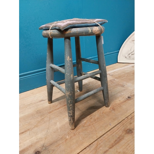 502 - Early 20th C. pine stool with tapestry cushion. {45 cm H x 30 cm Dia.}.