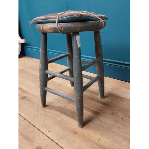 502 - Early 20th C. pine stool with tapestry cushion. {45 cm H x 30 cm Dia.}.