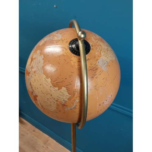 509 - Good quality World globe on brass and cast iron stand. {160 cm H x 50 cm Dia.}.