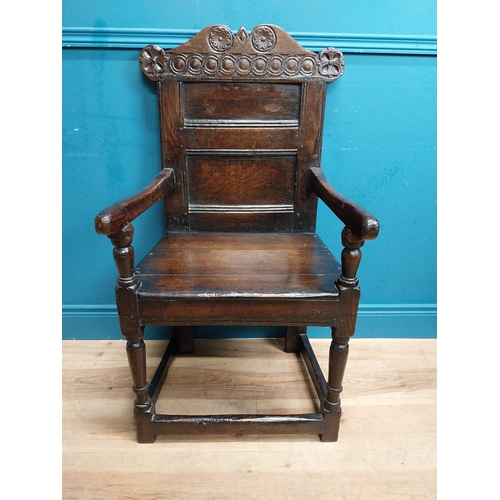 513 - 19th C. carved oak throne chair. {102 cm H x 55 cm W x 50 cm D}.