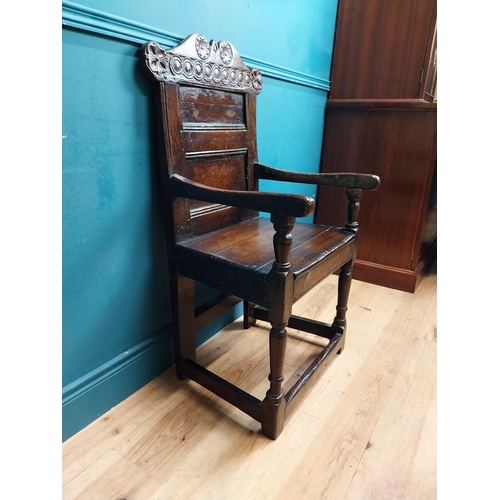 513 - 19th C. carved oak throne chair. {102 cm H x 55 cm W x 50 cm D}.