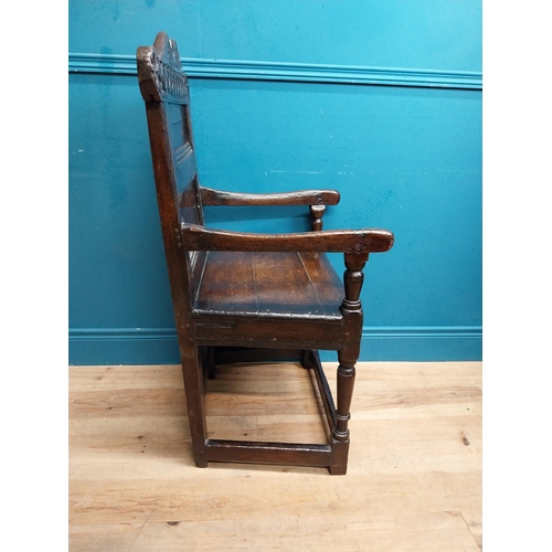 513 - 19th C. carved oak throne chair. {102 cm H x 55 cm W x 50 cm D}.