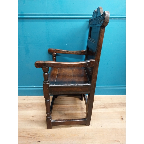 513 - 19th C. carved oak throne chair. {102 cm H x 55 cm W x 50 cm D}.