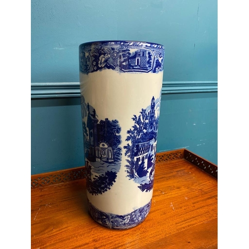 524 - Decorative blue and white ceramic stick stand. {44 cm H x 20 cm Dia.}.