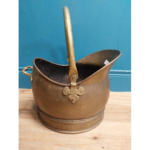 525 - Early 20th C. brass coal scuttle. {44 cm H x 40 cm W  x35 cm D}.