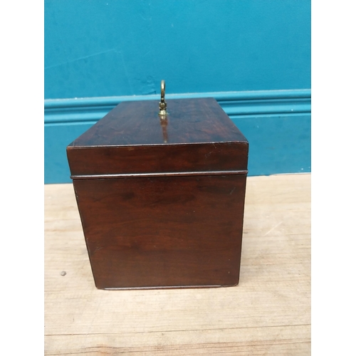 549 - 19th C. mahogany tea caddy. {20 cm H x 33 cm W  x 15 cm D}.