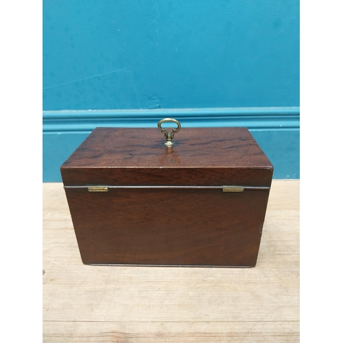 549 - 19th C. mahogany tea caddy. {20 cm H x 33 cm W  x 15 cm D}.