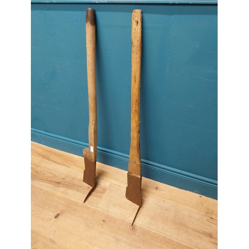 553 - Two 19th C. winged turf slaynes. {97 cm H}.