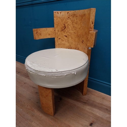 556 - Bird's eye maple veneered upholstered chair in the Art Deco style. {85 cm H x 62 cm W x 58 cm D}.