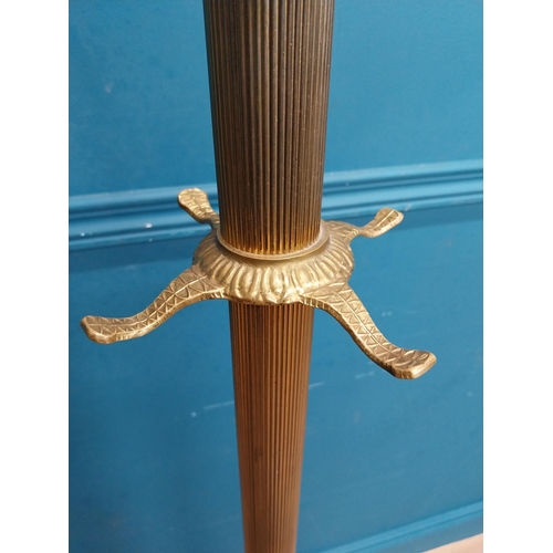 558 - Decorative brass hat and coat stand on three outswept feet. {170 cm H x 50 cm Dia}