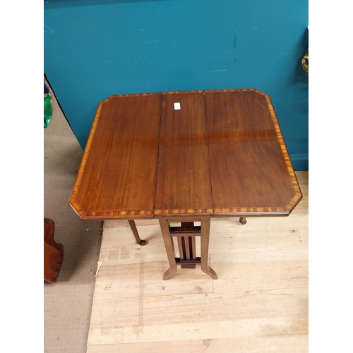 561 - Edwardian inlaid mahogany double drop leaf table in the Pembroke manner. {65 cm H x 66 cm W x 50 cm ... 