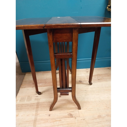 561 - Edwardian inlaid mahogany double drop leaf table in the Pembroke manner. {65 cm H x 66 cm W x 50 cm ... 