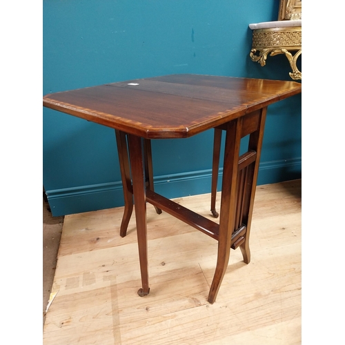 561 - Edwardian inlaid mahogany double drop leaf table in the Pembroke manner. {65 cm H x 66 cm W x 50 cm ... 