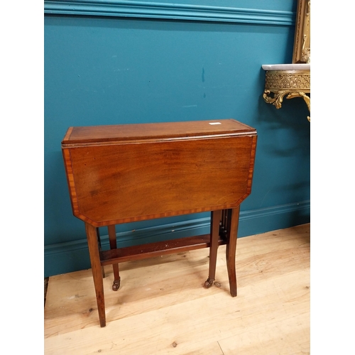 561 - Edwardian inlaid mahogany double drop leaf table in the Pembroke manner. {65 cm H x 66 cm W x 50 cm ... 