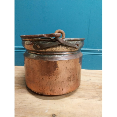 569 - 19th C. copper coal bucket with wrought iron handle. {39 cm H x 30 cm Dia.}.