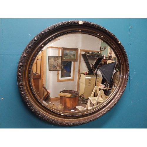 572 - Edwardian oval painted wall mirror. {56 cm H x 59 cm W}.